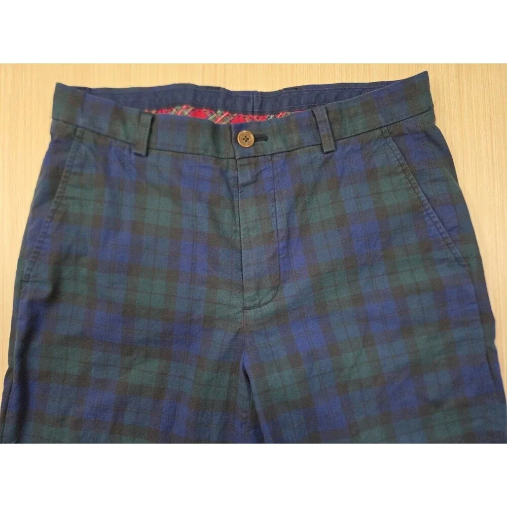 Brooks Brothers Men's 32x32 Clark Chinos Blue Green Black Watch Plaid Pants